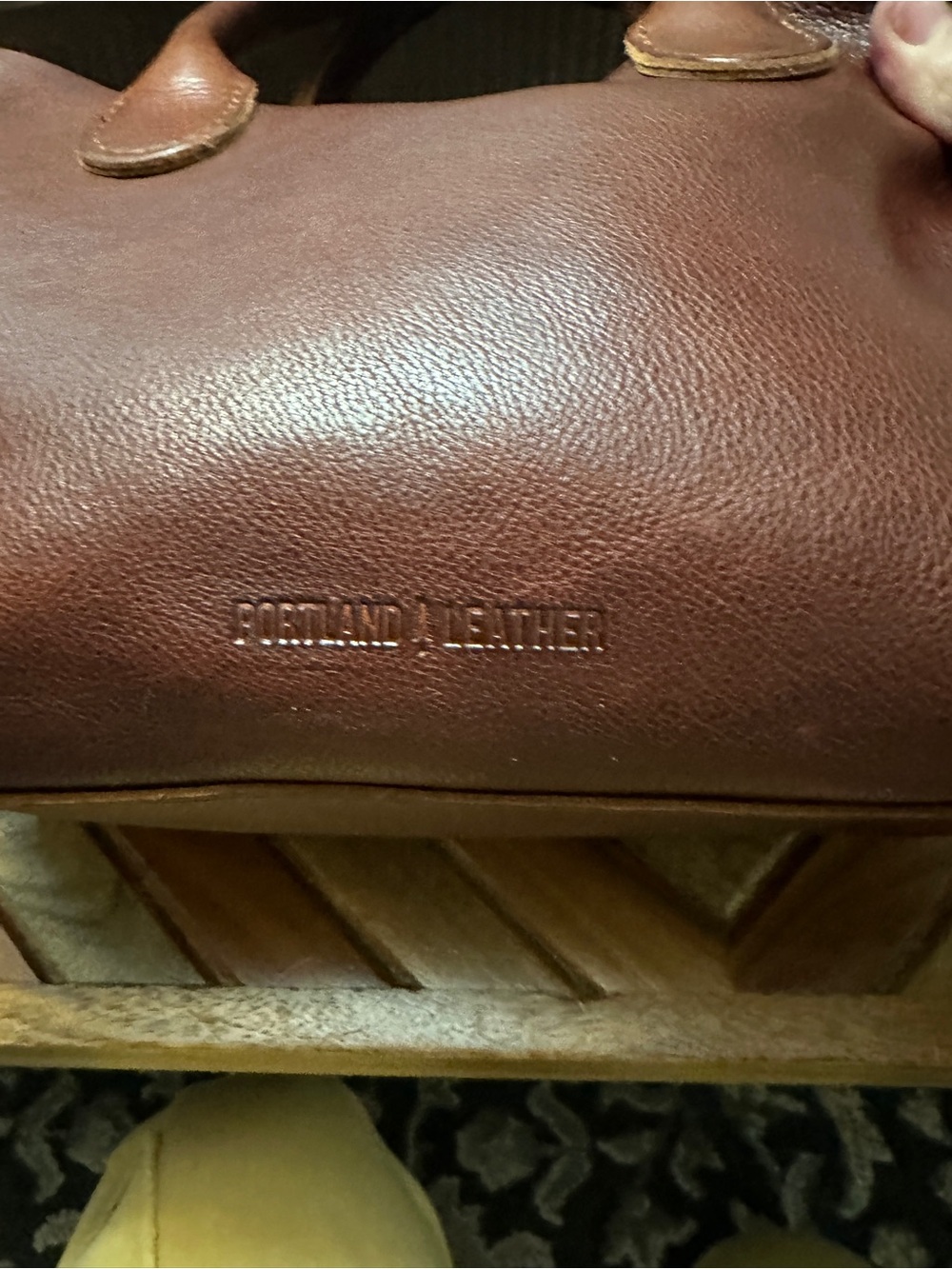Portland Leather Raindrop Crossbody Satchel in Nutmeg - Picture 6 of 8